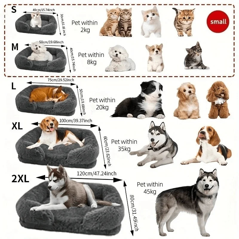 Calming Dog Bed Orthopedic Memory Foam Sofa Couch, Waterproof Removable Cover Plush Mat for Small Medium Large Dogs (and Cats)