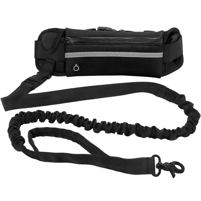 Dog Running Waist Leash Nylon Pet Leash with Waist Bag, Retractable Elastic Belt, Dog Traction Rope & Reflective Belt Buckle