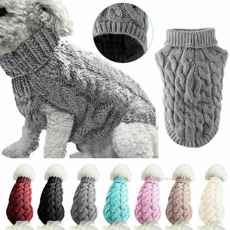 Warm Pet Sweater Winter Dog Clothes for Small Medium Dogs Knitted Puppy Cat Coat Chihuahua French Bulldogs Yorkie Customes