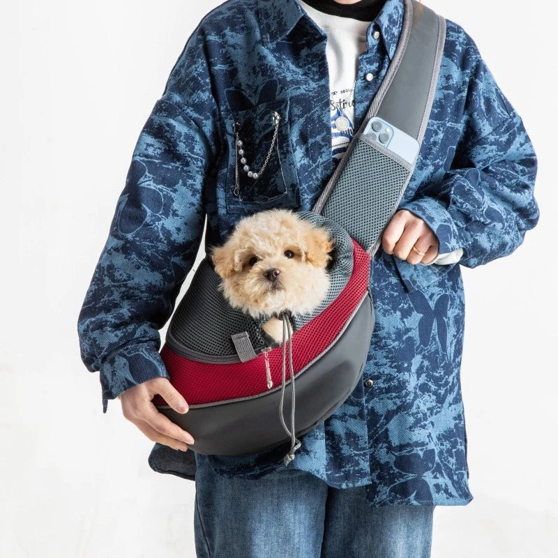Pet Cat & Dog Carrier Backpack, Travel Tote Shoulder Bag, Mesh Sling Crossbody Shoulder Bag