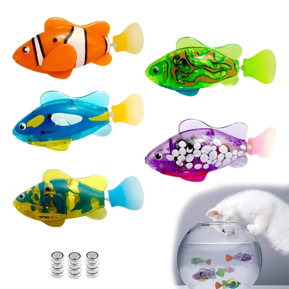 Cat Toy LED Inductive Interactive Swimming Robot Fish Toys Glowing Fishs Stimulate Kitten Hunting Instinct Pet Products