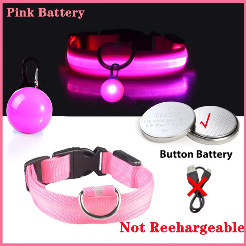 USB Charging Glowing Dog Collar With Pendant Detachable Luxury Led Light Bright For Small Dogs Cat Night Safety Collar Wholesale