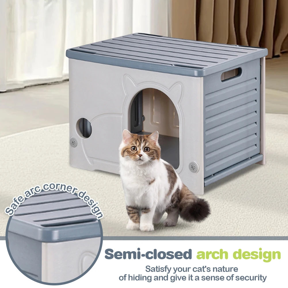 Stray Cat House, Outdoor Rainproof Shelter for Winter,  Warm Cozy Pet Cave,  Foldable Washable