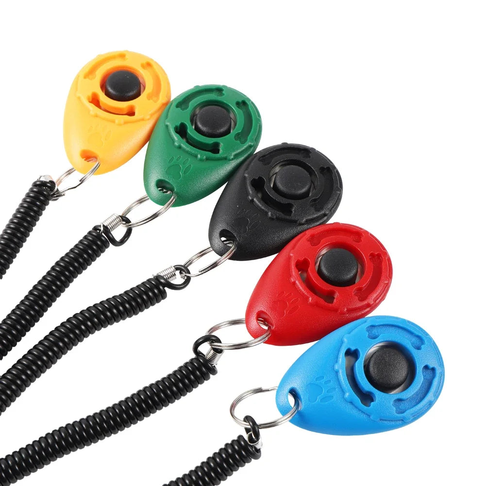 Pet Training Clicker, Trainer with Adjustable Wrist Strap and Key Chain