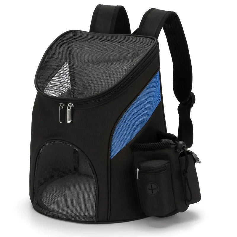 Pet backpack foldable pet portable backpack for going out mesh breathable with side pocket cat and dog backpack