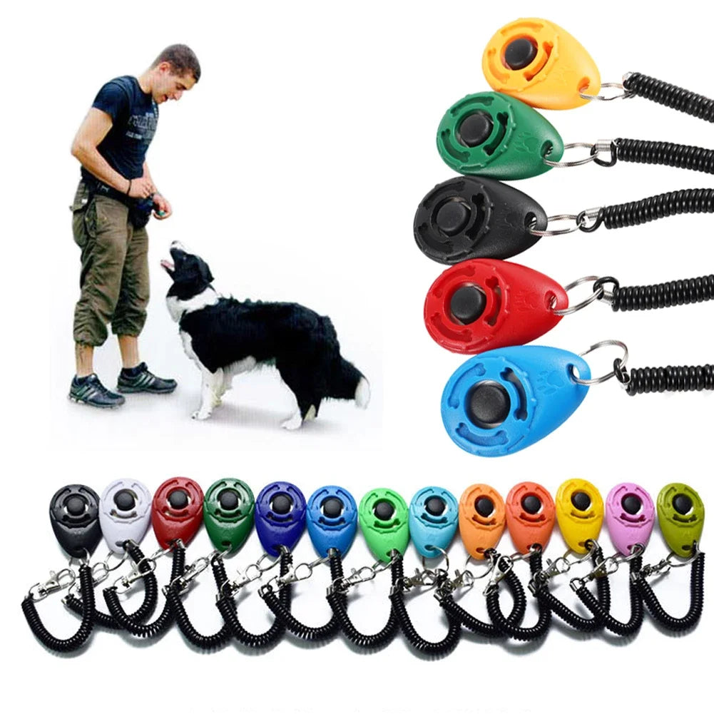 Pet Training Clicker, Trainer with Adjustable Wrist Strap and Key Chain