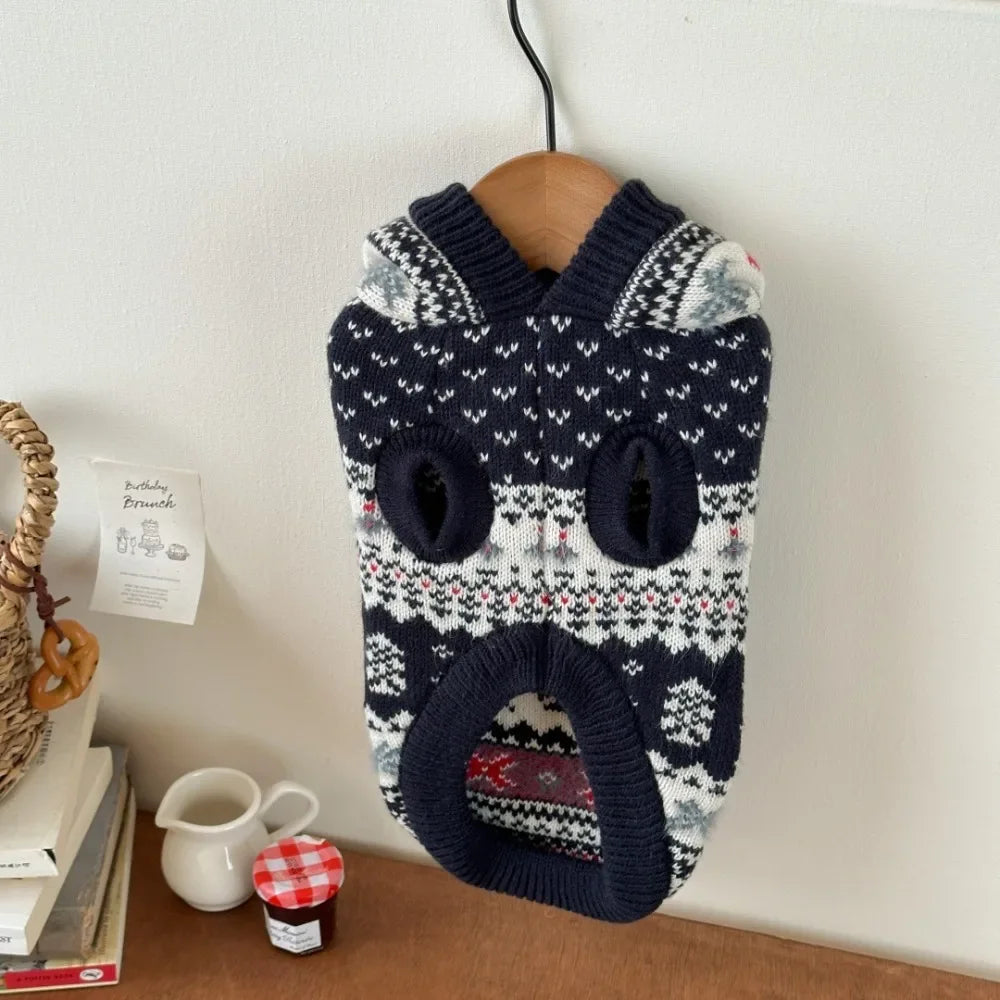 Christmas Hooded Sweater Autumn Winter Cat Dog Pet Clothes Warm Soft Comfortable Holiday Atmosphere Party Dressing Photography