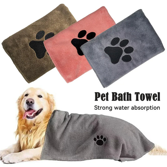 35*75cm/50*100cm Microfiber Pet Bath Towel, Embroidered, Super Soft Absorbent for Cat & Dogs