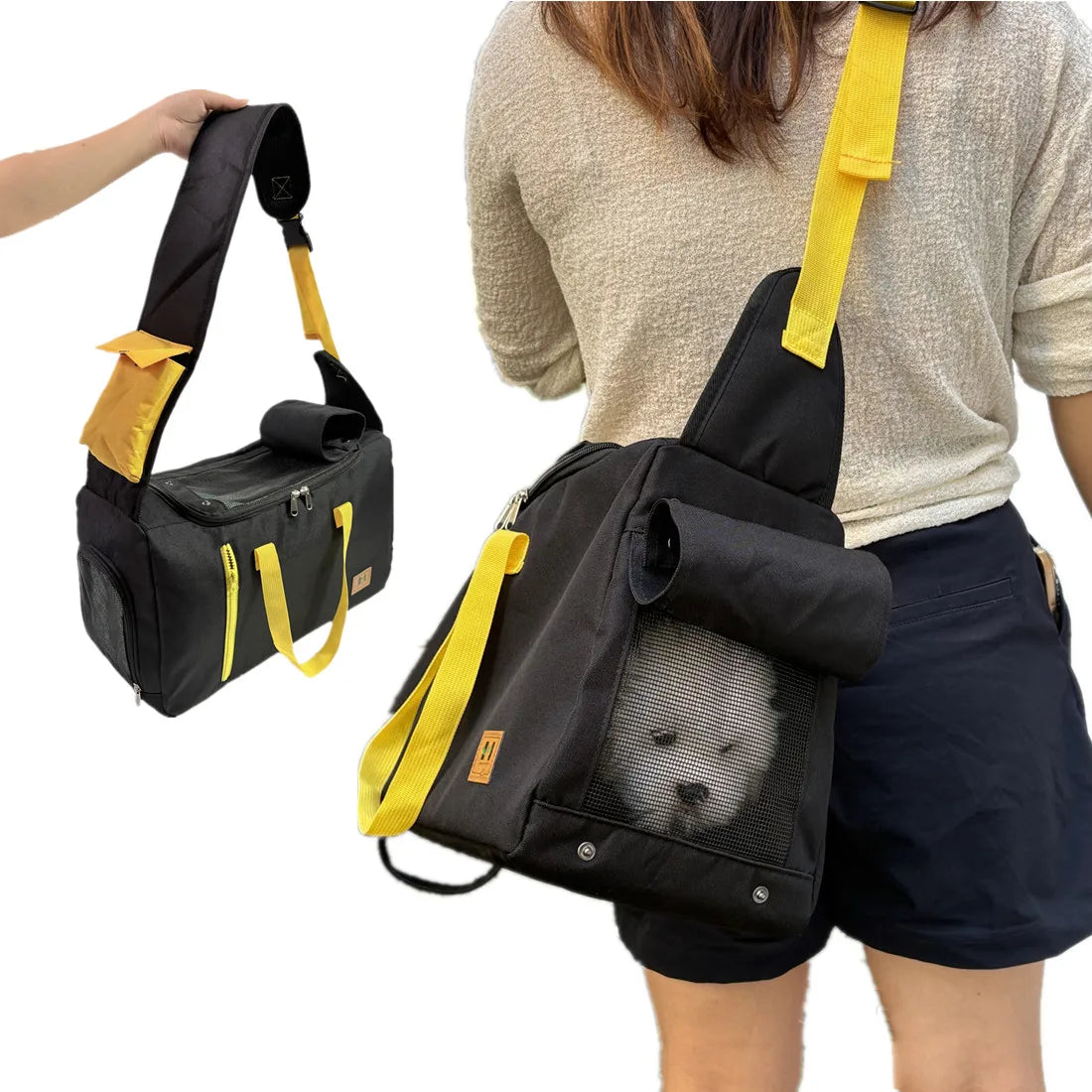 Pet backpack, cat and dog travel portable Crossbody Shoulder Bag, Waterproof Oxford cloth Pet bag one shoulder crossbody dog bag