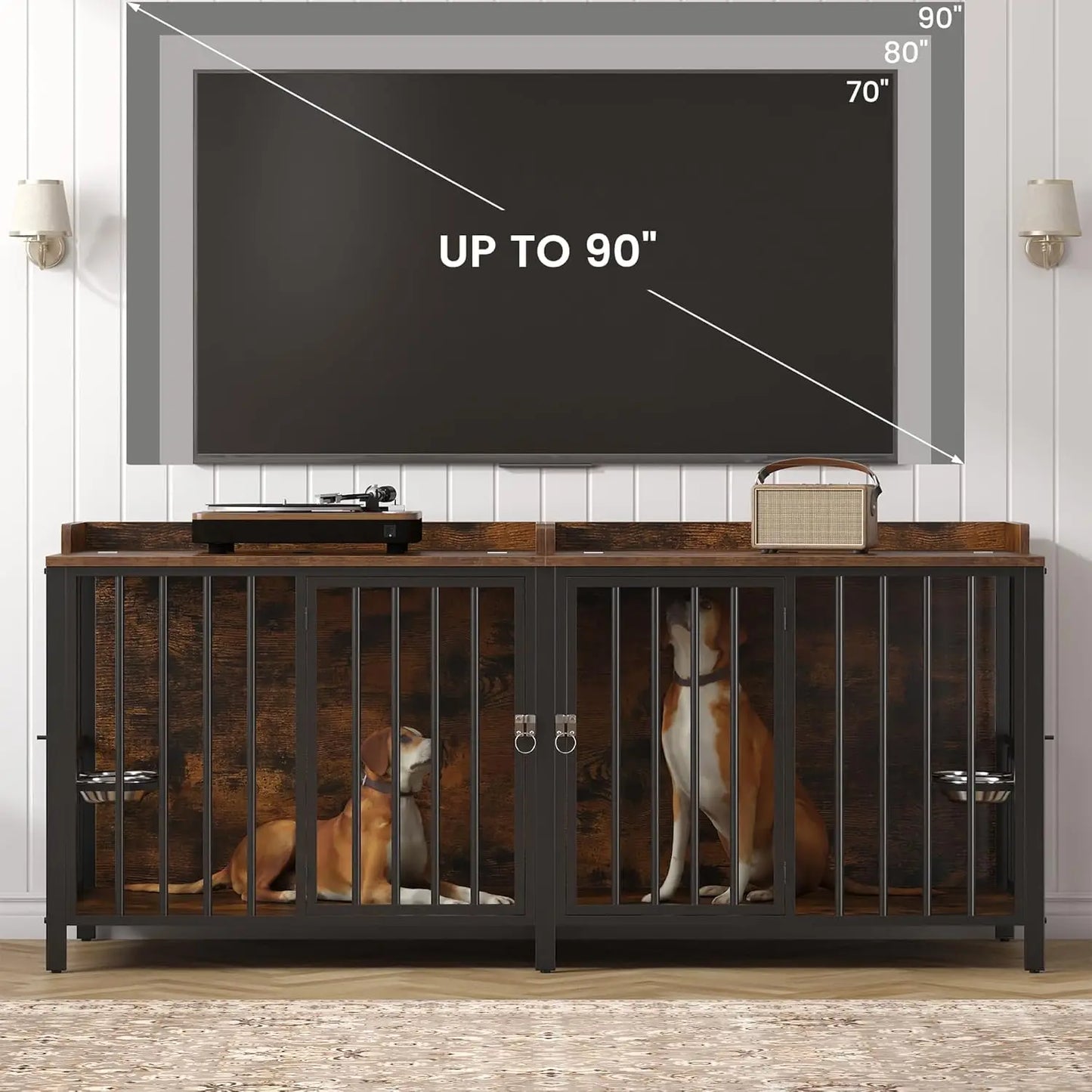 78 Inch Dog Crate, Large Dog Crate for 2 Dogs, Dog Kennel Indoor for Large/Medium Dogs with Top Access Door, XL, Customized
