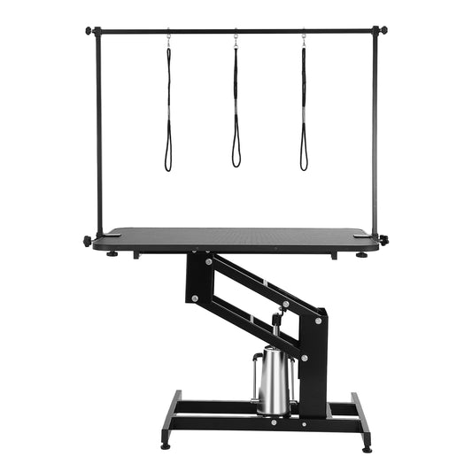 SucceBuy 43" Hydraulic Pet Grooming Table 400 LBS Height Adjustable Dog Grooming Station with Arm Anti Slip Tabletop for Pets