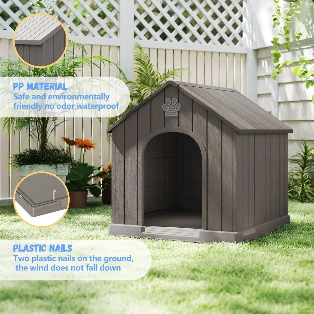 Compact Resin Dog House: Weatherproof Indoor/Outdoor Kennel for Small Dogs, Ideal for Home, Garden & Balcony