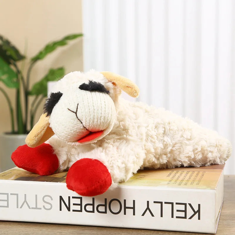 Plush Dog Toys With Squeaky, Lying Sheep Plush Stuffed Interactive Toys For Dog Pet Toy Supplies