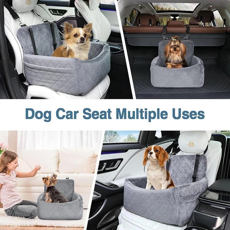 Pet Car Seat Kennel Puppy Cat Out Seat Mat Removable Washable Anti-Slip Base Front and Rear Row Dog Out Safety Seat Travel Nest