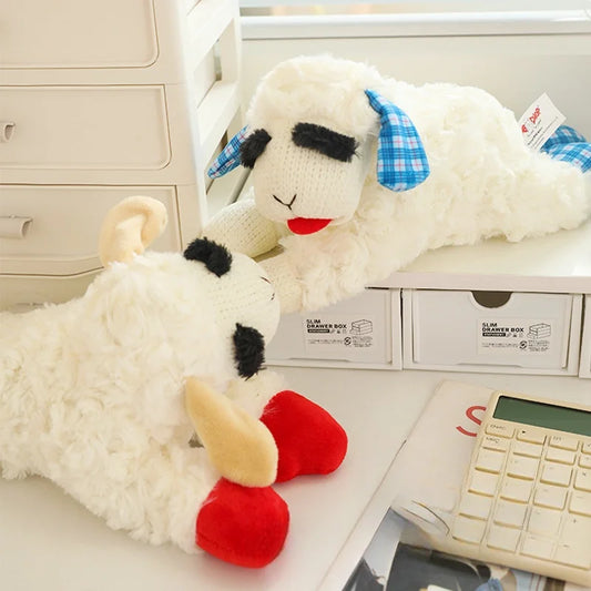 Plush Dog Toys With Squeaky, Lying Sheep Plush Stuffed Interactive Toys For Dog Pet Toy Supplies