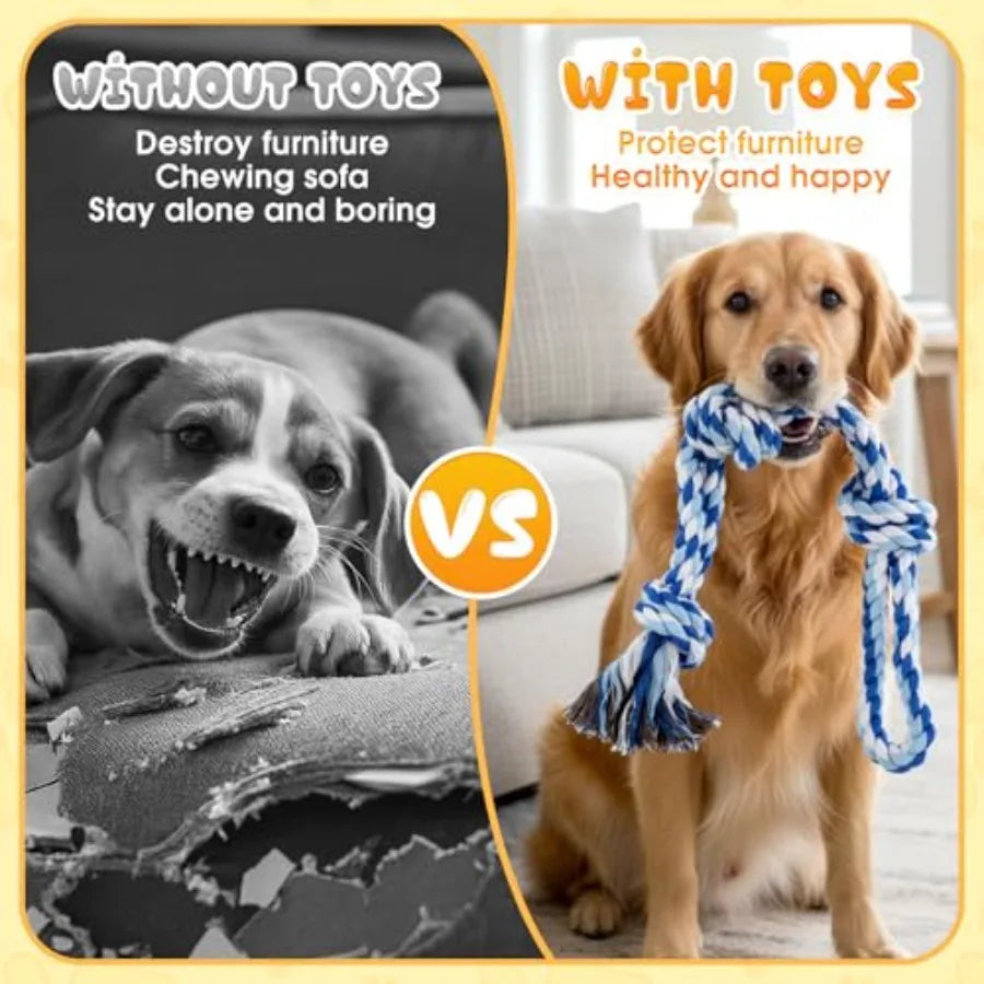 27 Pack Dog Rope Toys for Aggressive Chewers Heavy Duty Teething Chew and Tug Toy Set for Medium and Large Dogs Puppy Toys