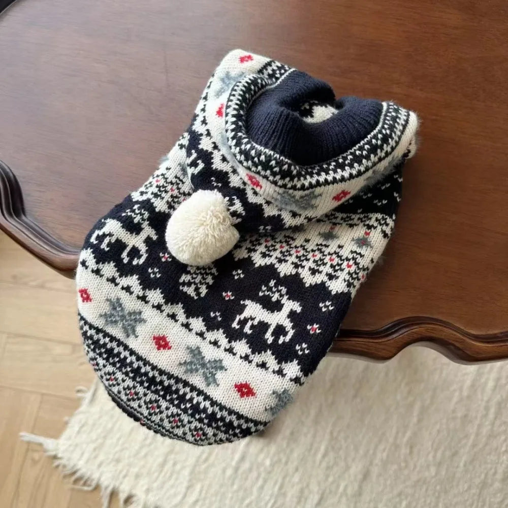 Christmas Hooded Sweater Autumn Winter Cat Dog Pet Clothes Warm Soft Comfortable Holiday Atmosphere Party Dressing Photography