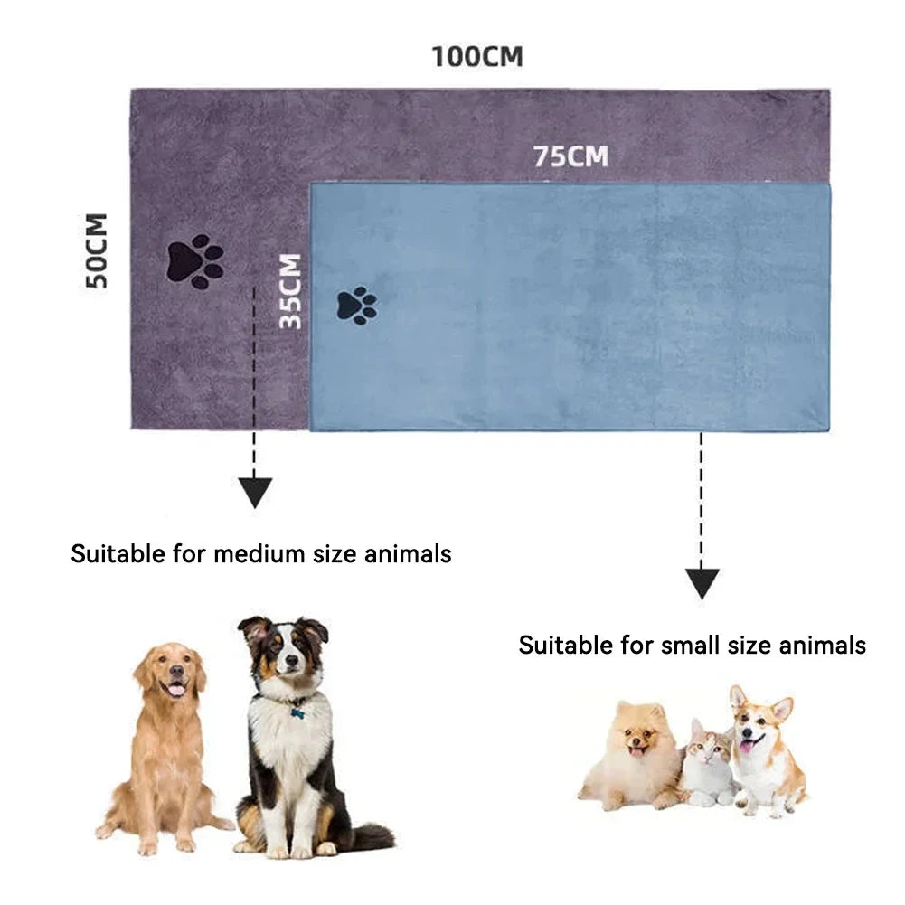 Microfiber Pet Bath Towel Embroidered Super Soft Absorbent for Dogs and Cats