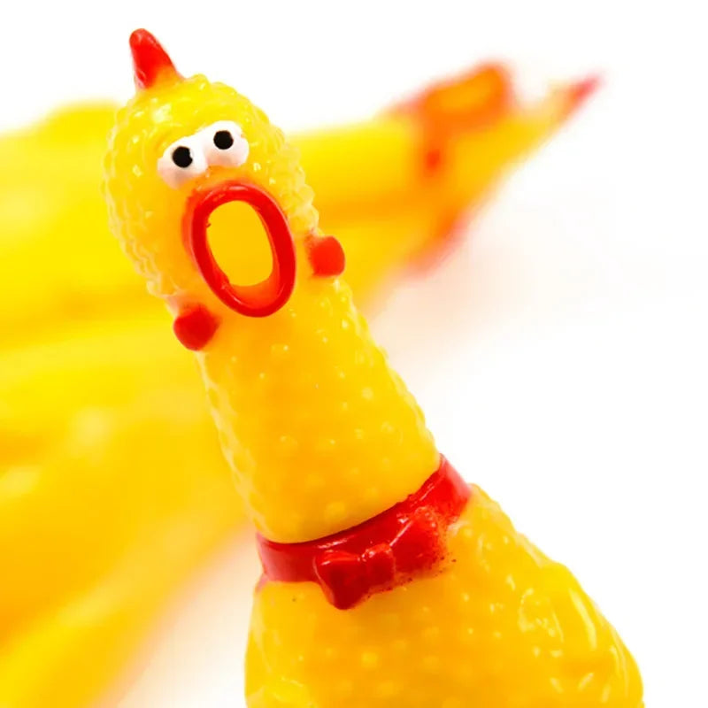 1PC Screaming Chicken Squeezing Sound Toy Pet Dog Chewing Toy Durable And Fun Yellow Rubber Breathable Chicken