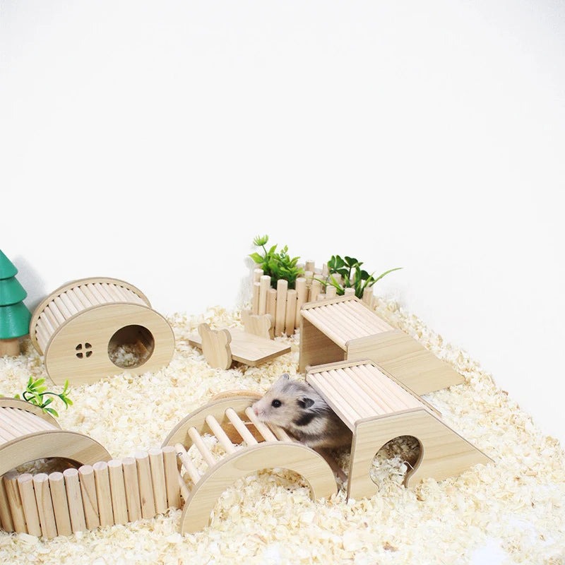 S/M/L Hamster Climbing Ladder Wooden Bridge for Guinea Pigs Rats Small Animals Toys Cage Decor Accessories