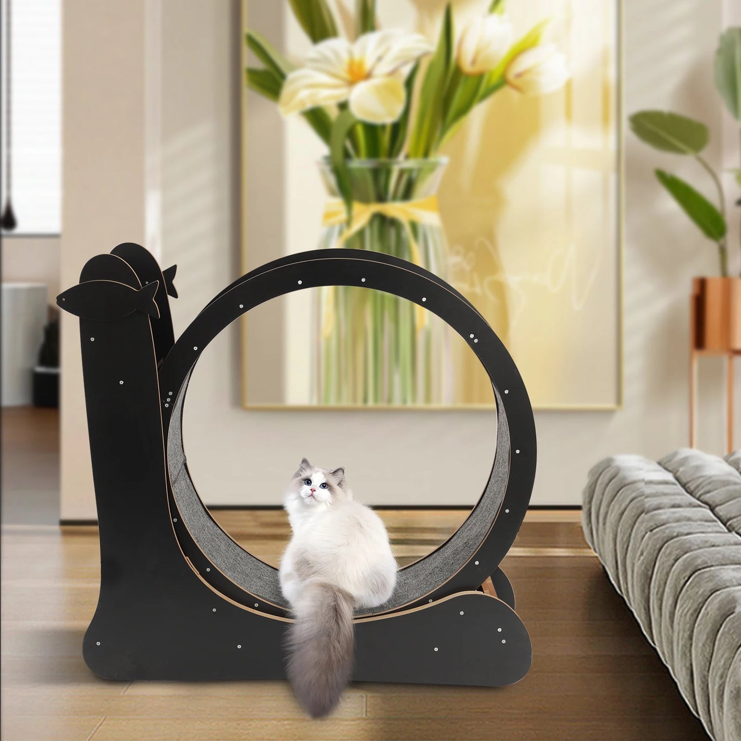 Cat Exercise Wheel Large Cat Treadmill with Carpeted Runway Cat Sport Toy Fitness Weight Loss Device for Cats