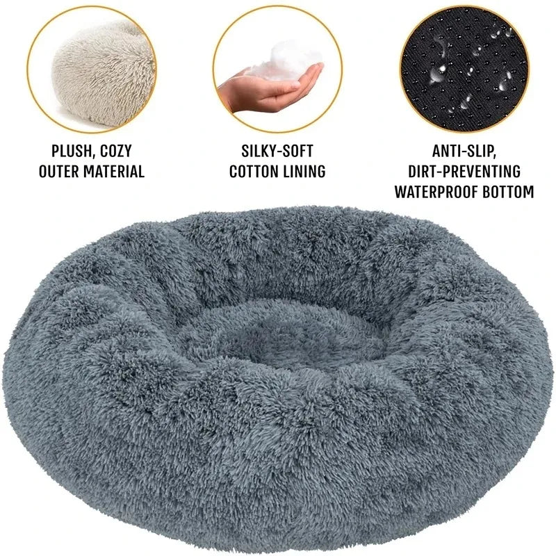 Round Dog & Cat Bed, Plush Basket for Dogs & Cats, Washable Pet Bed for Small Medium Large Dogs or Sofa for Cats