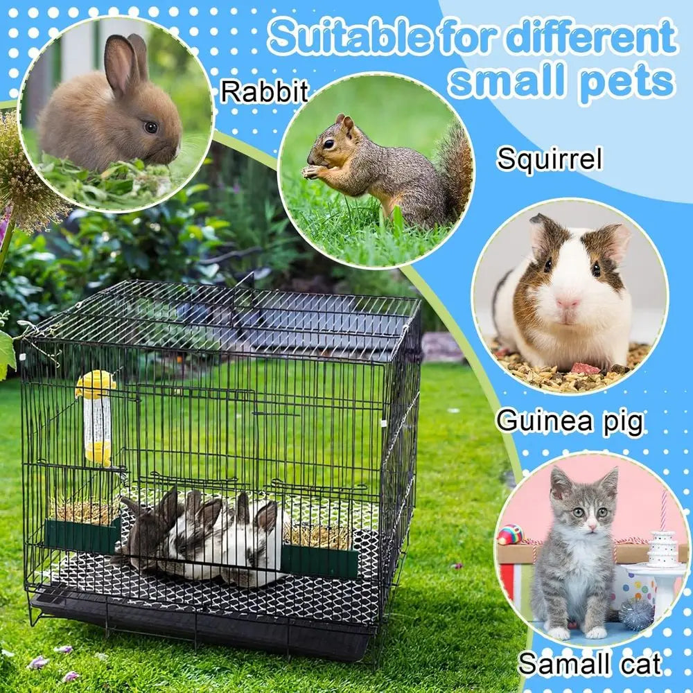 22 Pcs Rabbit Starter Kit with Cage, has Rabbit Grooming Kit, Bunny Cage Set with Bed, Litter Box, Water Bottle, Feeders, Toys