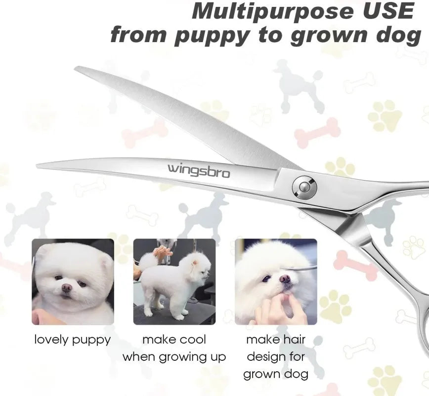 7.5" Curved Dog Grooming Scissors , Professional Pet Curved Scissors Dog & Cat Curved Scissors