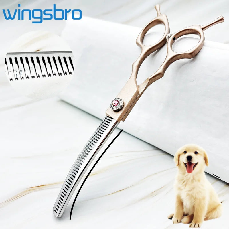 7 inch Dog Curved Chunkers Shears Curved Thinning scissors Stainless Steel Dog Grooming Scissors Special Designed For Pet
