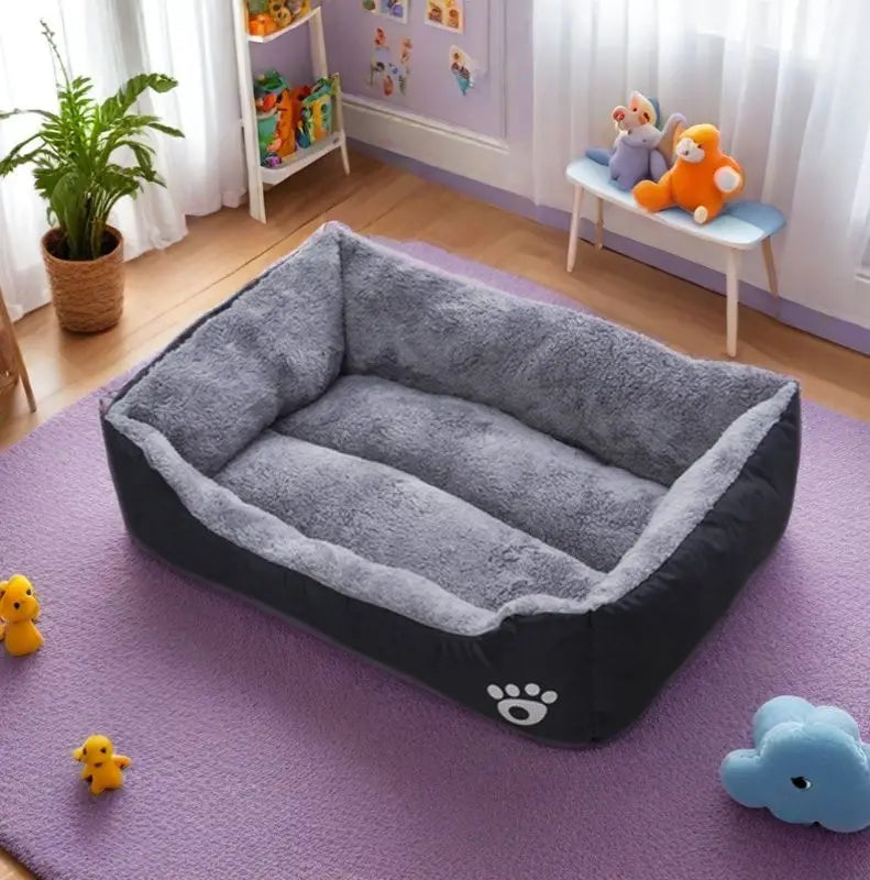 Black Dog Bed. Plush Sleeping Bed for Large, Medium and Small Dogs, Non-Slip and Bite-Resistant.