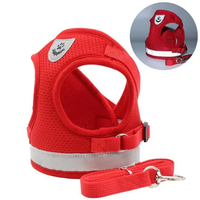 Vest Harness  with Leash, Adjustable Mesh Vest, Dog Harness Collar with Chest Strap Leash and Harnesses With Traction Rope XS/S/M/L/XL