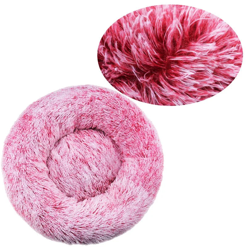 Round Pet Bed for Large Dog Bed, Donut, Long Plush Bed for Medium Dog, Warm Sleeping Sofa