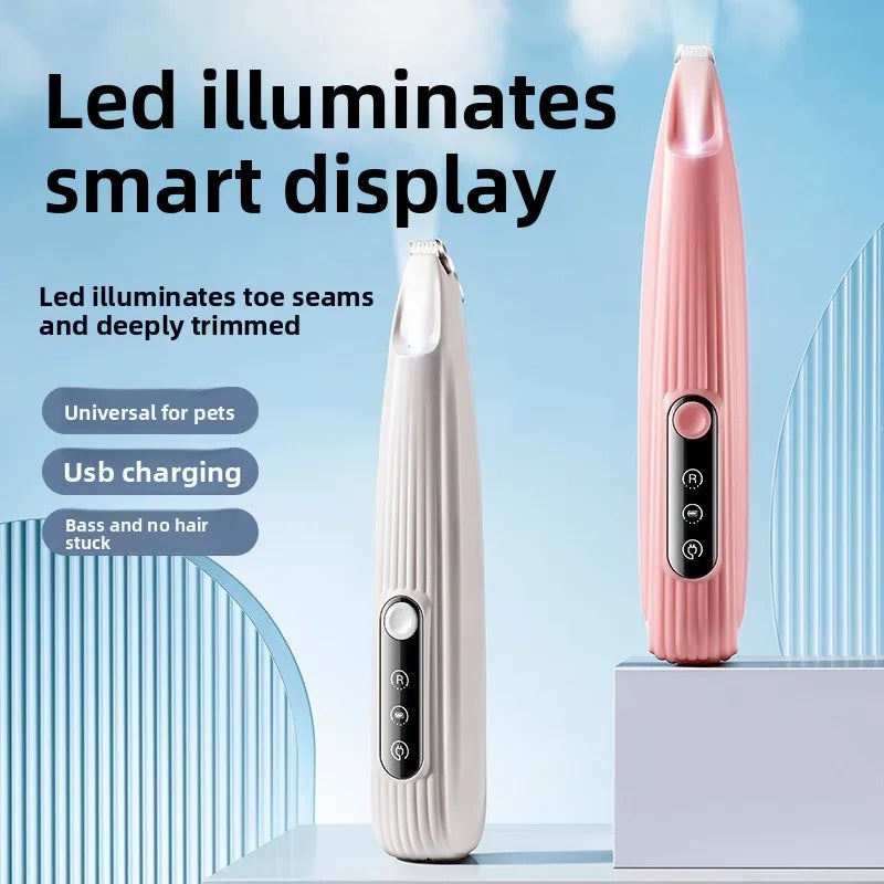 Professional Dog Grooming Clippers & LED Light LCD Display 18mm Wide Blade for Paw Trimming Low Noise Cordless Pet Hair Trimmer