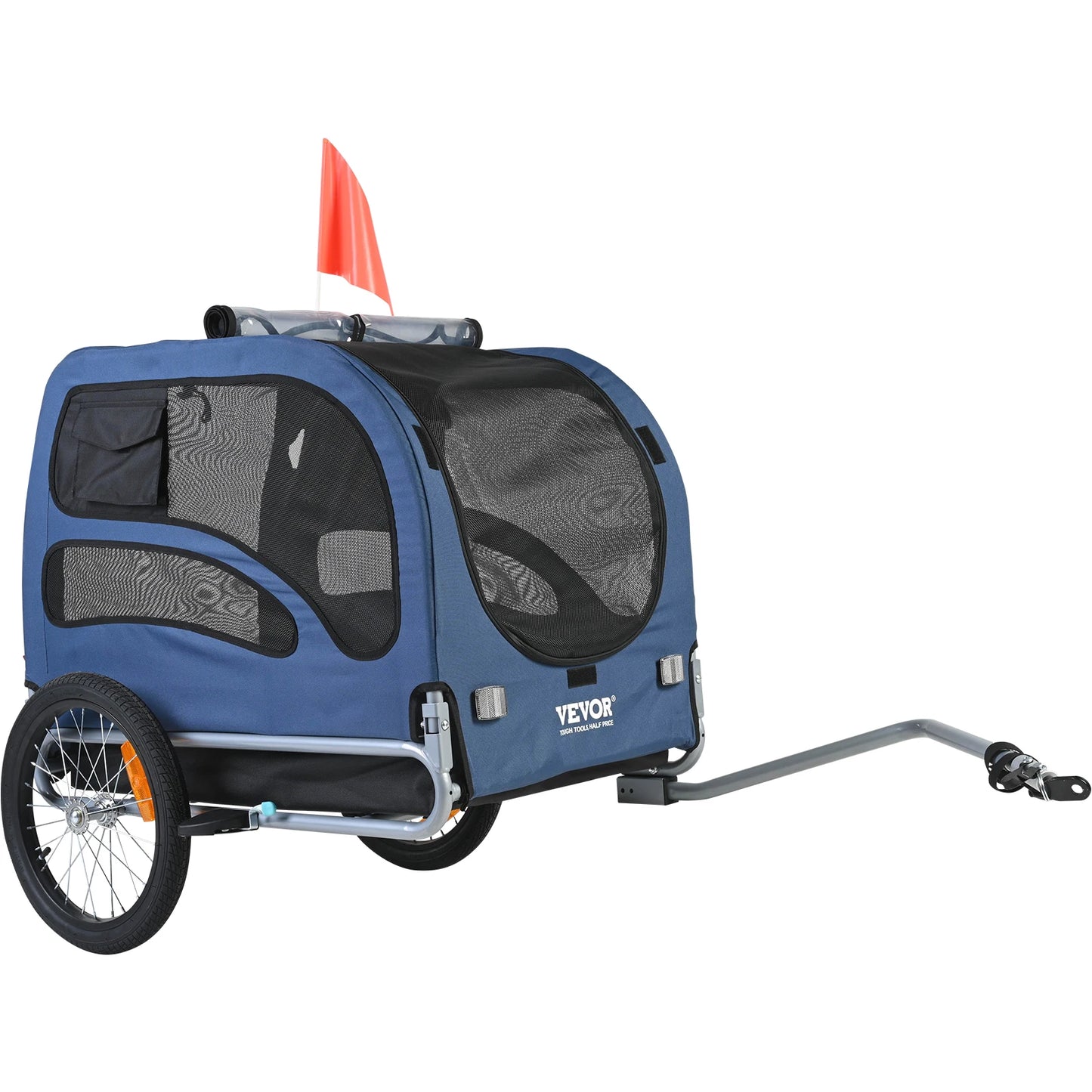 100lbs Pet Cart Bicycle Carrier Dog Bike Trailer with Coupler, Reflectors, Flag, and Collapsible