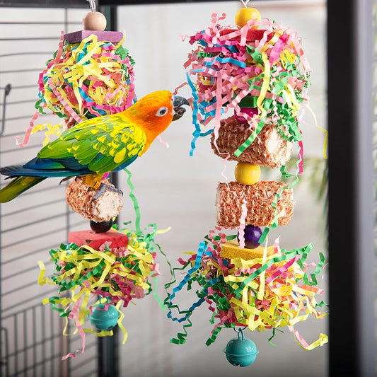Bird Parrot Toy Set Colorful Shredder Foraging