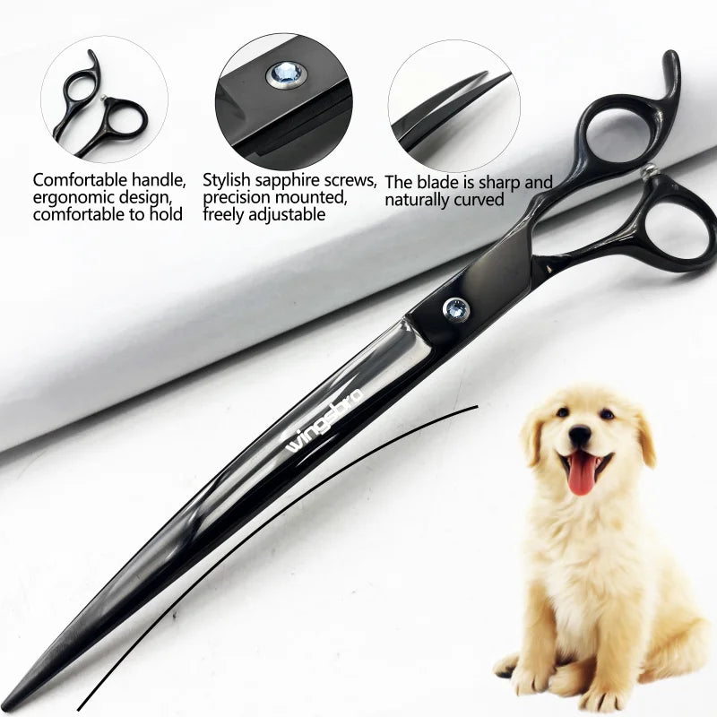 Wingsbro 9 inch Professional Pet Grooming Scissors, Animal Hair Trimming for Dog, Dog Grooming Curved Shears