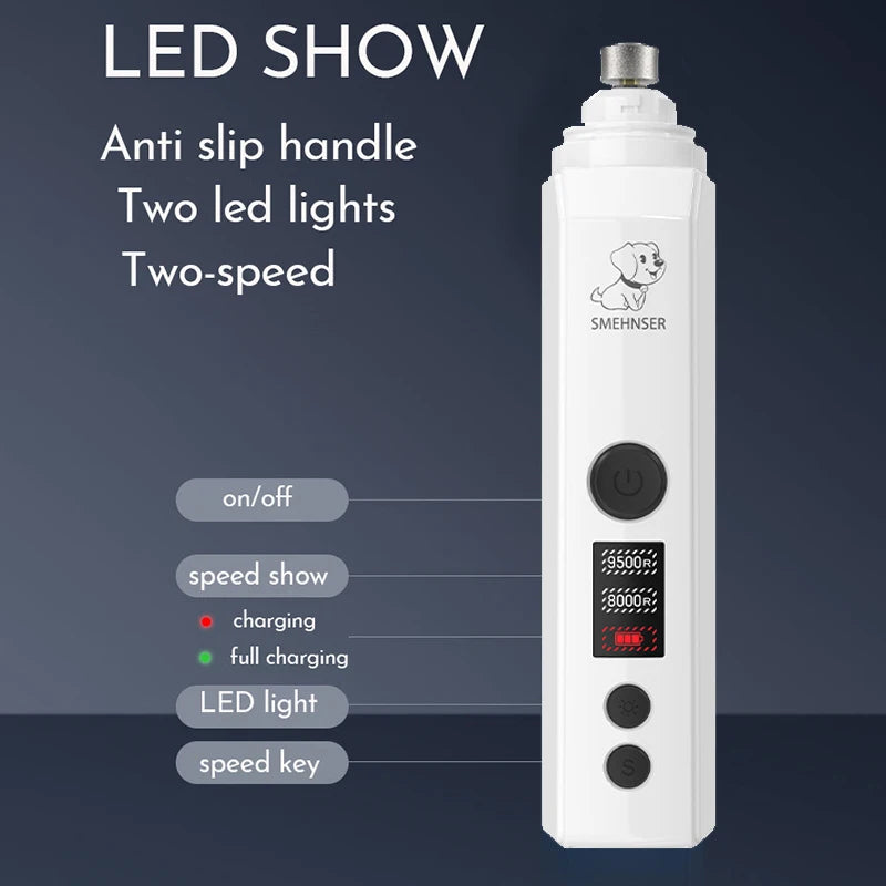 Professional Dog Nail Grinder, Electric Pet Nail Trimmer, Painless Paws Grooming Machine for Small, Medium & Large Dog & Cats with Low Noise