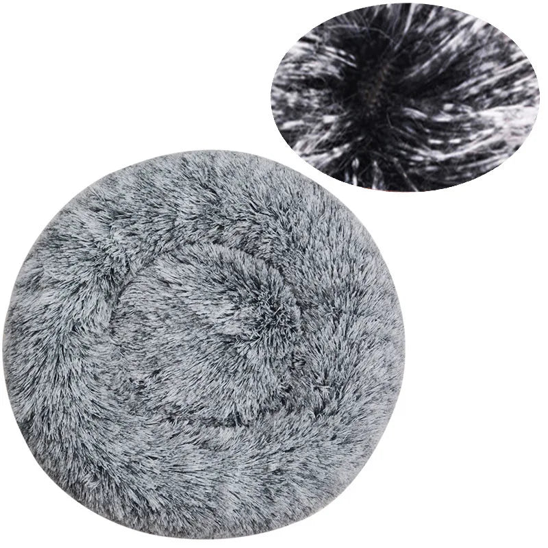 Round Pet Bed for Large Dog Bed, Donut, Long Plush Bed for Medium Dog, Warm Sleeping Sofa