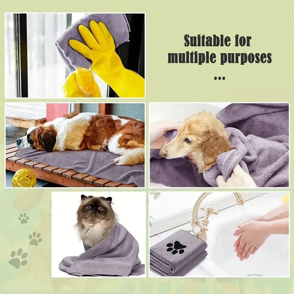 Microfiber Pet Bath Towel Embroidered Super Soft Absorbent for Dogs and Cats