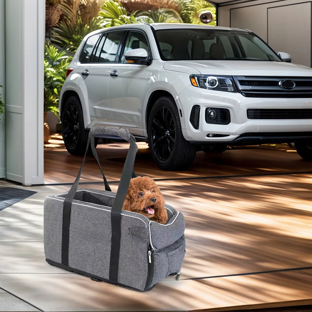 Multipurpose Center Console Dog Car Seat with Shoulder Straps Portable Pet Booster Seats Puppy Dog Bed for Small Dogs