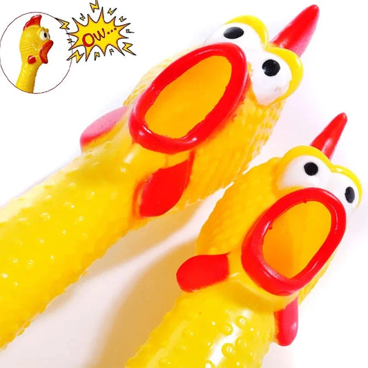 1PC Screaming Chicken Squeezing Sound Toy Pet Dog Chewing Toy Durable And Fun Yellow Rubber Breathable Chicken