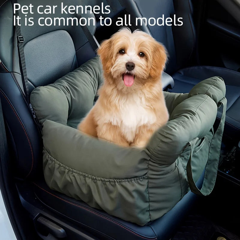 Dog Car Seat with Safety Belt - Non-Slip Pet Car Bed for Small Dogs, Washable Travel Carrier with Secure Straps for Safe Car