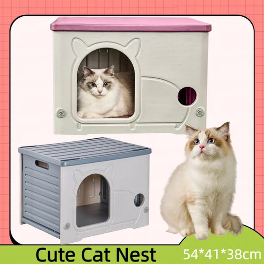 Stray Cat House, Outdoor Rainproof Shelter for Winter,  Warm Cozy Pet Cave,  Foldable Washable