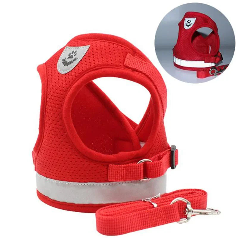 Vest Harness  with Leash, Adjustable Mesh Vest, Dog Harness Collar with Chest Strap Leash and Harnesses With Traction Rope XS/S/M/L/XL