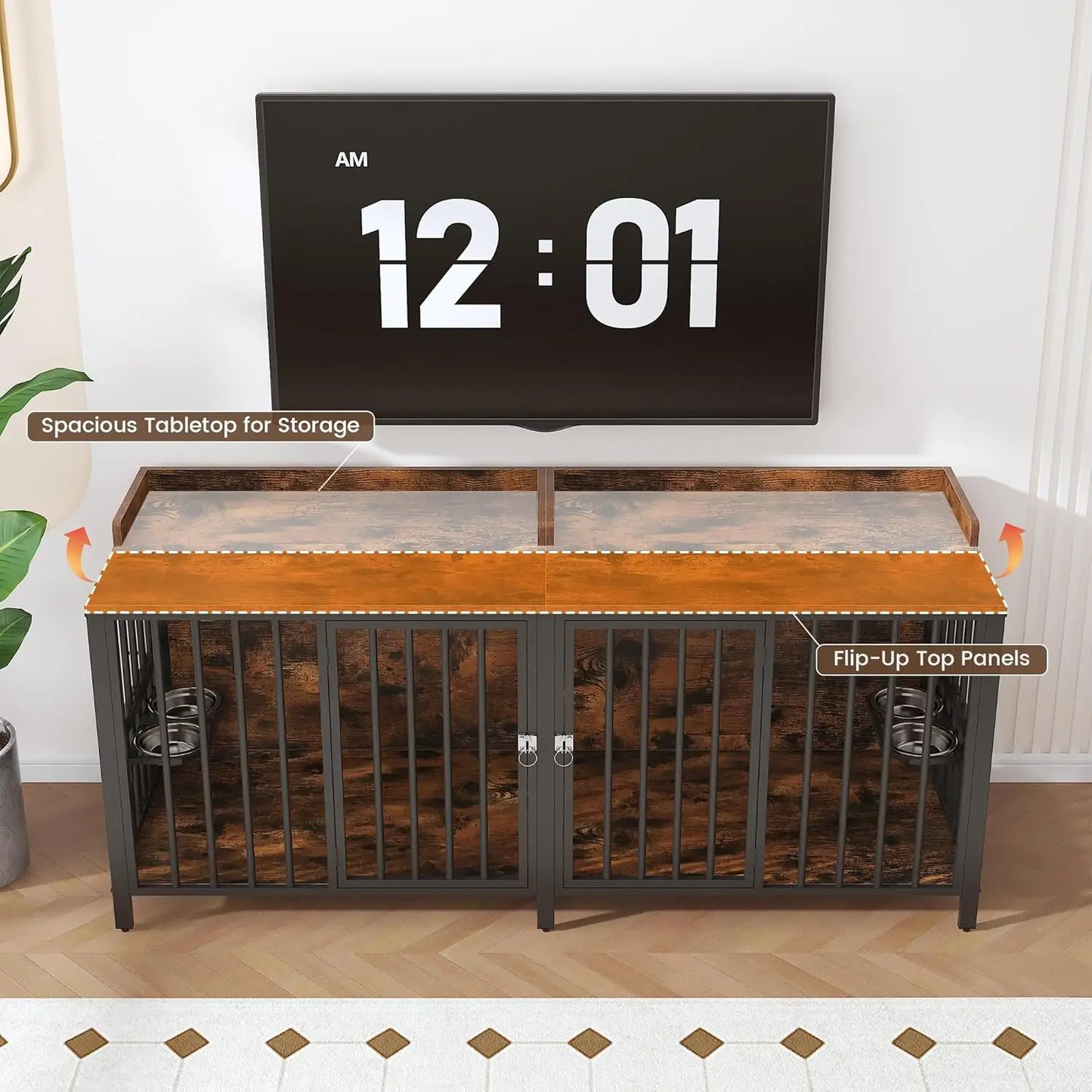 78 Inch Dog Crate, Large Dog Crate for 2 Dogs, Dog Kennel Indoor for Large/Medium Dogs with Top Access Door, XL, Customized