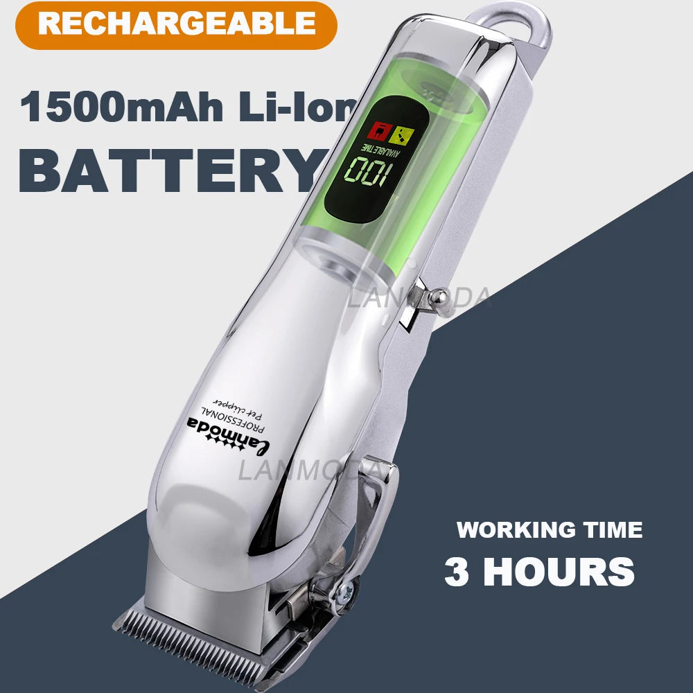 Professional Electric Dog Grooming Clipper for Pets, Hair Trimmer Cordless,  Low Noise Shaver, Cutter, Machine Scissors