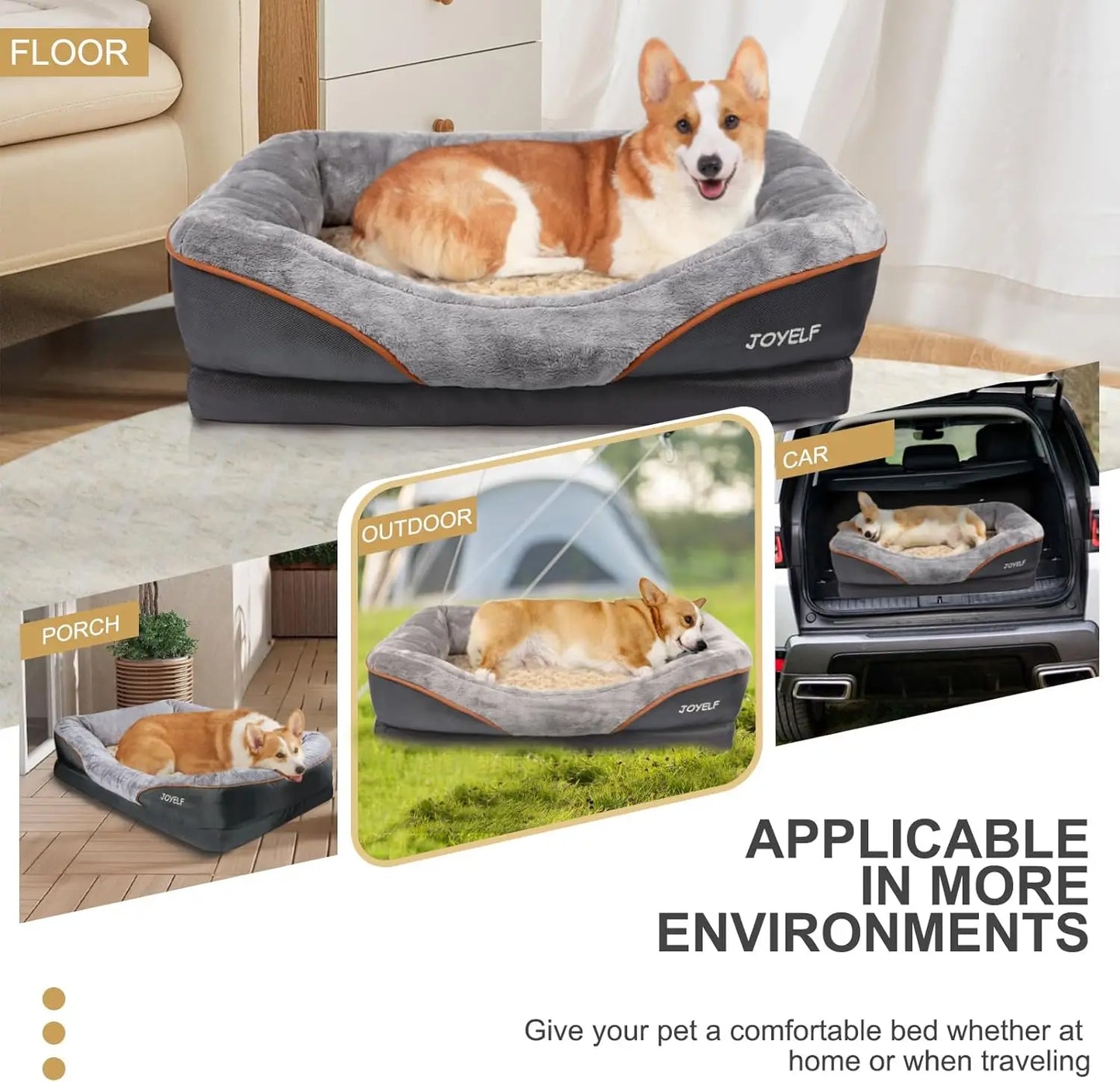 Extra Large Orthopedic Dog Bed with Removable Washable Cover and Squeaker Toy Gift