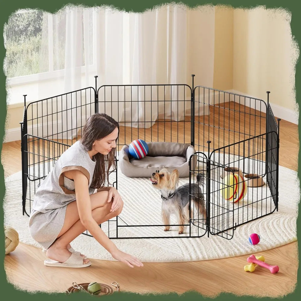 Expandable Dog Playpen, 8 Panel 20 inch Puppy Playpen with Door Indoor/Outdoor Pet Fence