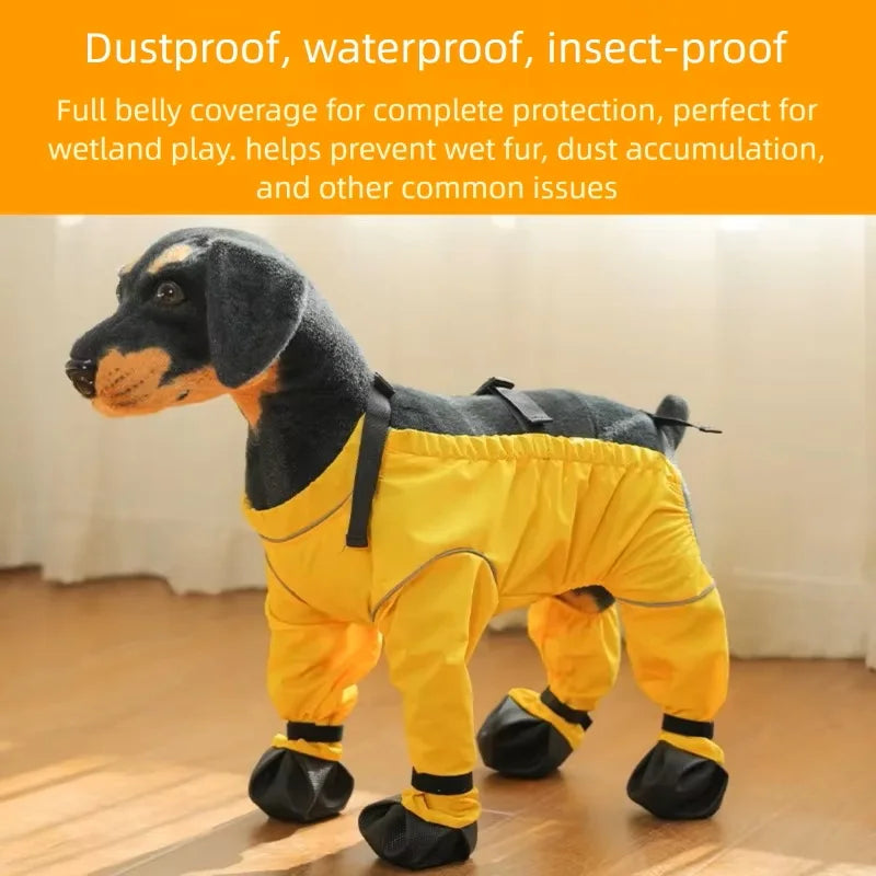 Waterproof Breathable Pet Pants with Foot Cover Antislip and Dirt Resistant Dog Trousers with Foot Cover Indoor and Outdoor Use