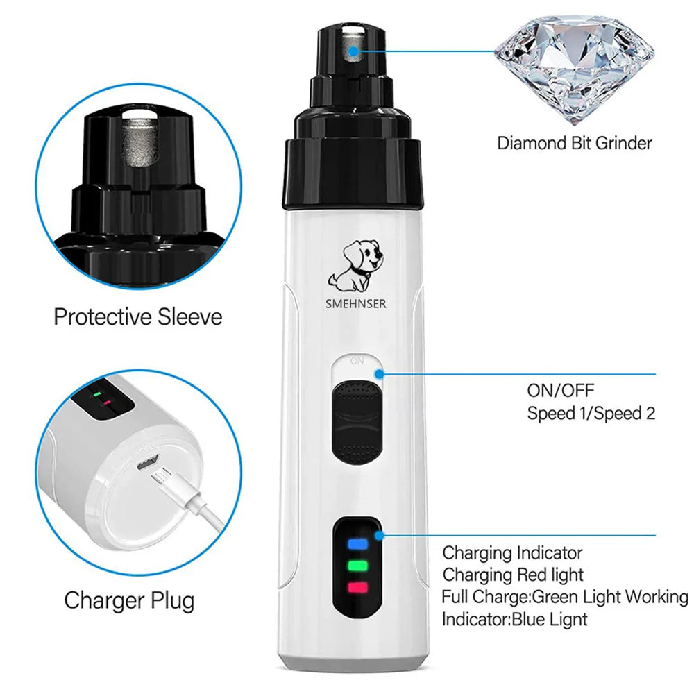 Rechargeable Dog Nail Grinders, USB Charging Pet Nail Clippers, Dog Cat Paws Nail Grinder, Grooming Trimmer Tools